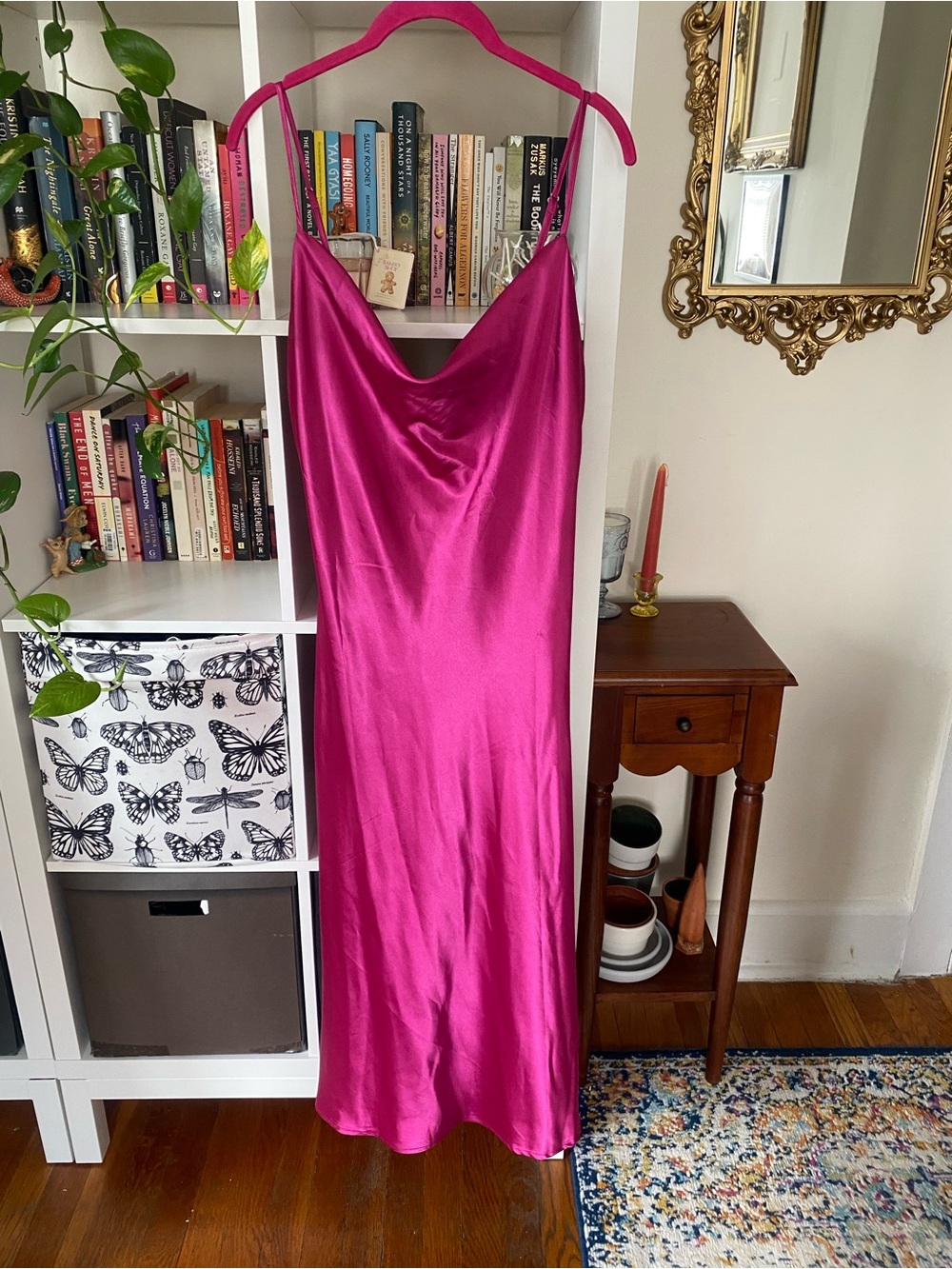 Apparis Magenta Cowl-neck Midi Dress